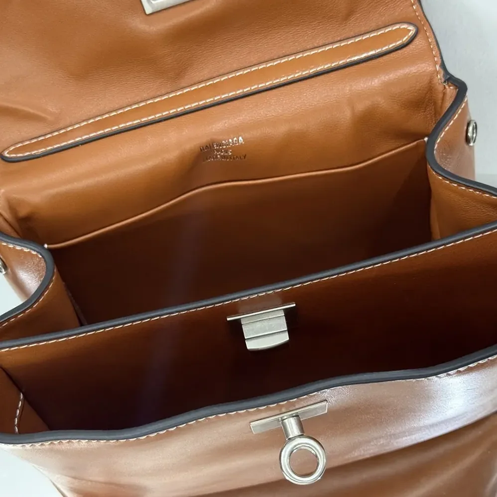 Balenciaga Rodeo Handbag Mini in Tan Cowboy Vegetable Tanned Lambskin Aged for Women in silver Hardware