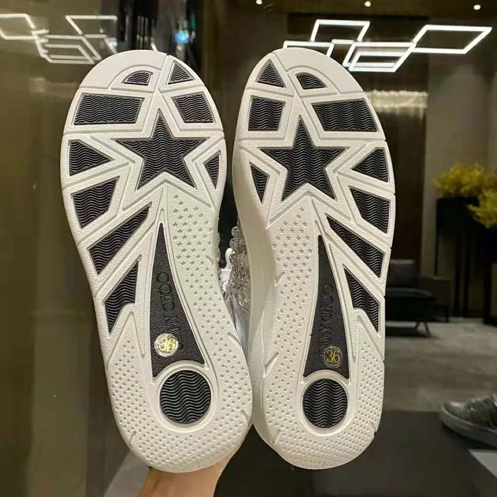 Jimmy Choo Hawaii Hi Top/F Silver Metallic Nappa High for Women in Top Trainers