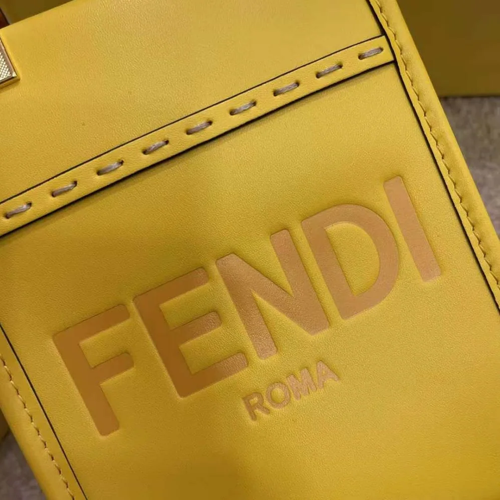 Fendi Mini Sunshine Shopper Leather Mini-Bag for Women in Yellow
