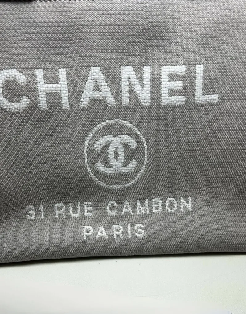 Chanel Deauville Tote Tweed Canvas Bag Fall/Winter Collection, Light Grey in White / Chanel Deauville Tote Tweed Canvas Bag Fall/Winter Collection, Light Grey in White /