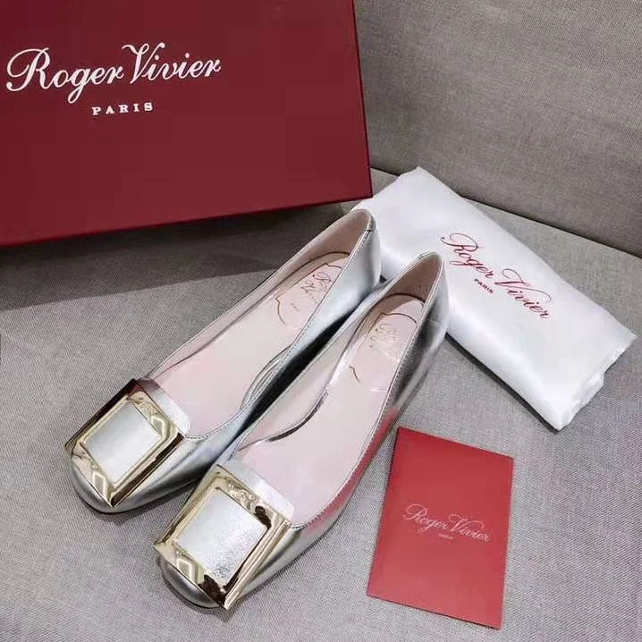 Roger Vivier Metal Buckle Gommettine Ballerinas for Women in Silver