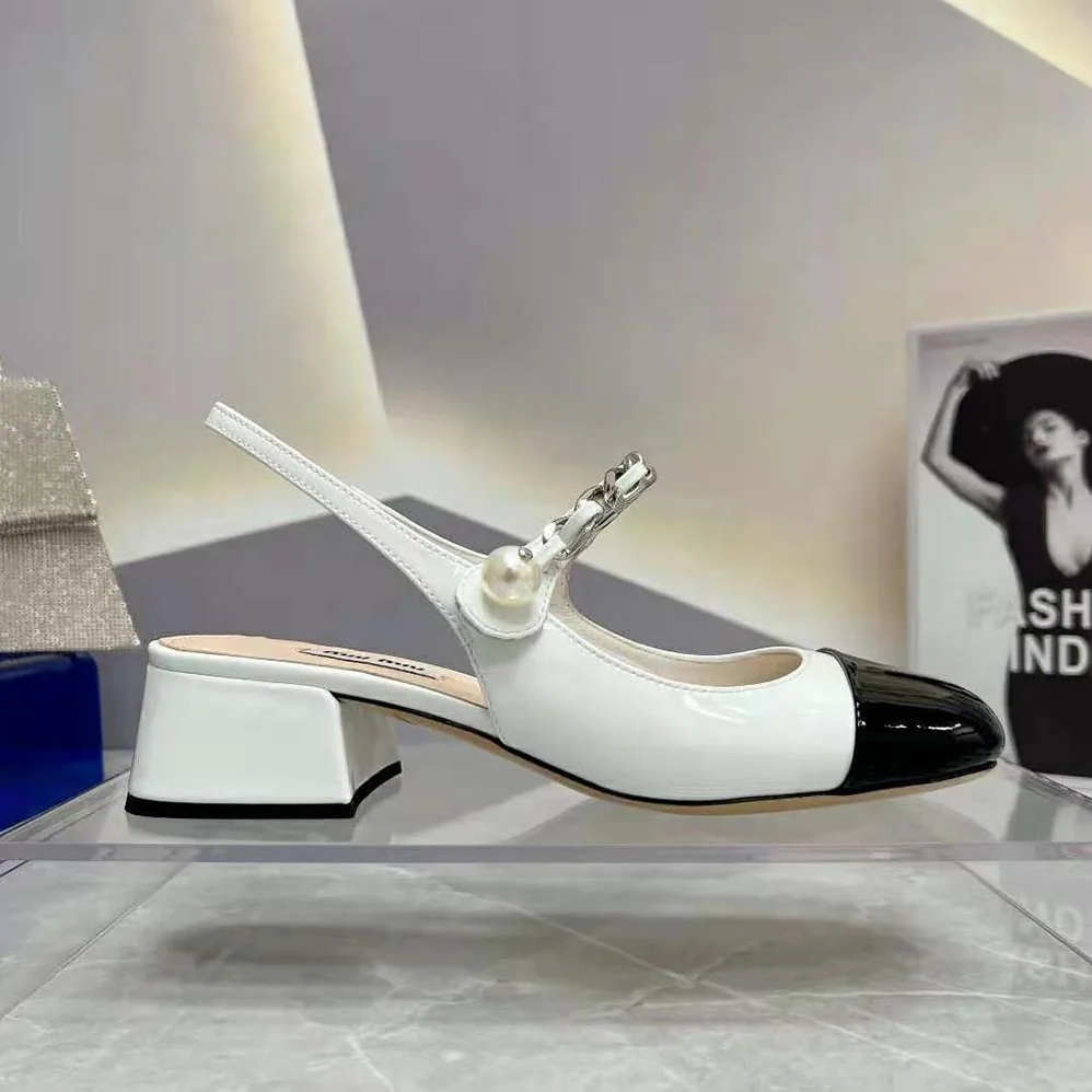 Miu Miu Patent Leather Pumps in 35mm Heel Height for Women in White Miu Miu Patent Leather Pumps in 35mm Heel Height for Women in White