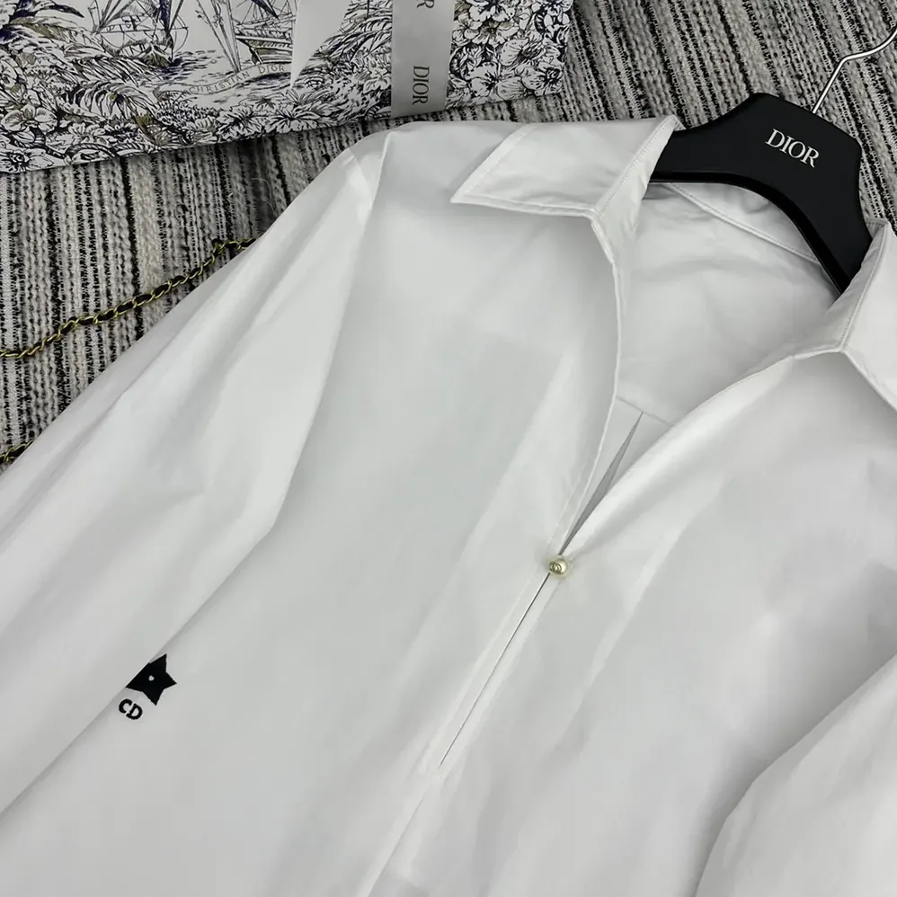 Dior Blouse White Cotton Poplin for Women Dior Blouse White Cotton Poplin for Women