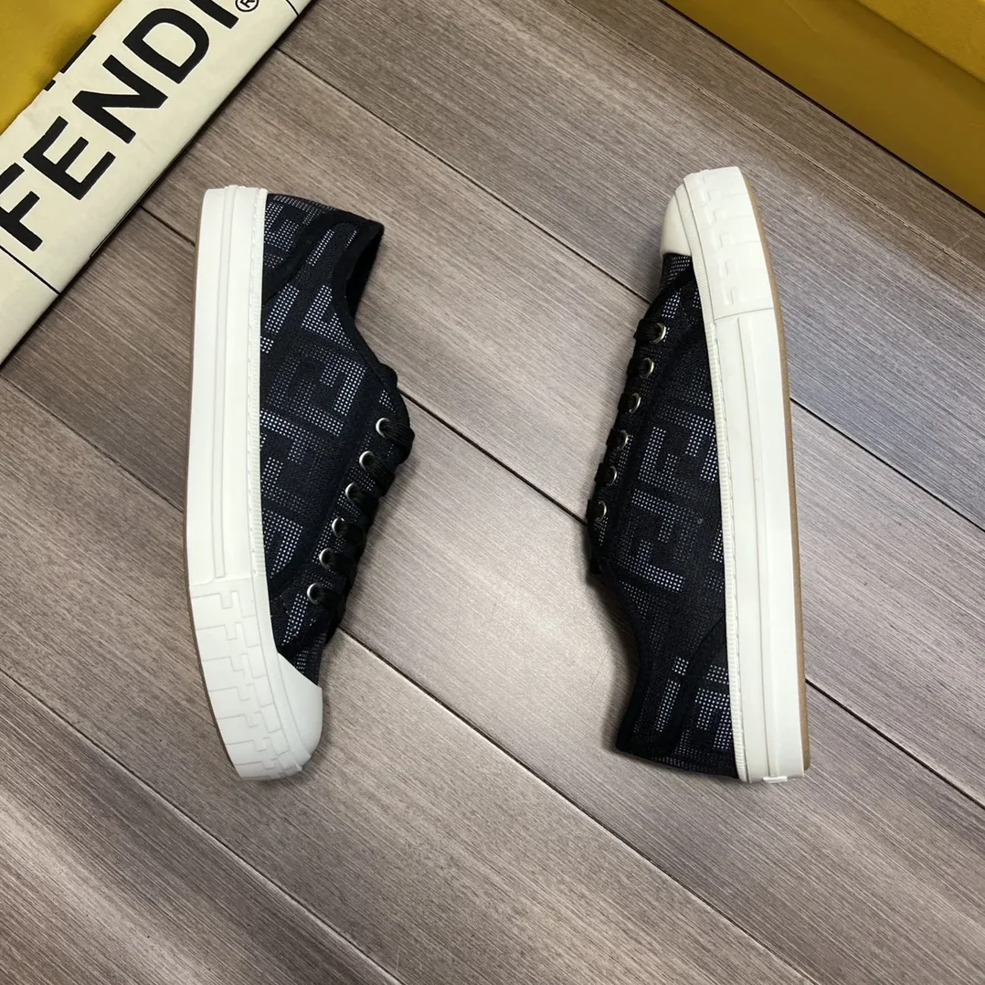 Fendi FD Domino Fabric Low in Tops Sneakers Black