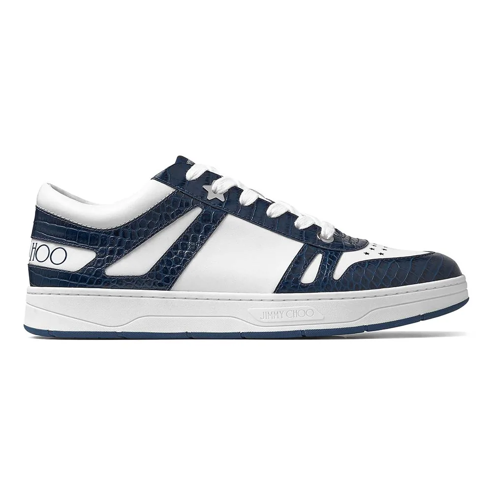 Jimmy Choo Hawaii/M Marine Croc-Embossed Leather and White Calf Leather Low Top Trainers for Men Jimmy Choo Hawaii/M Marine Croc-Embossed Leather and White Calf Leather Low Top Trainers for Men