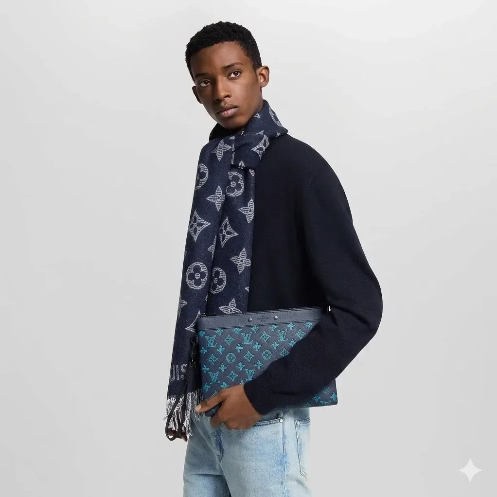 Louis Vuitton Pochette To Go Pouch / Navy River Blue Black Hardware