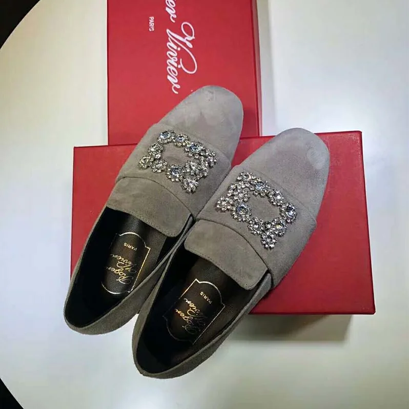 Roger Vivier Shoes Flower Strass Loafers in Silk for Women in Silver