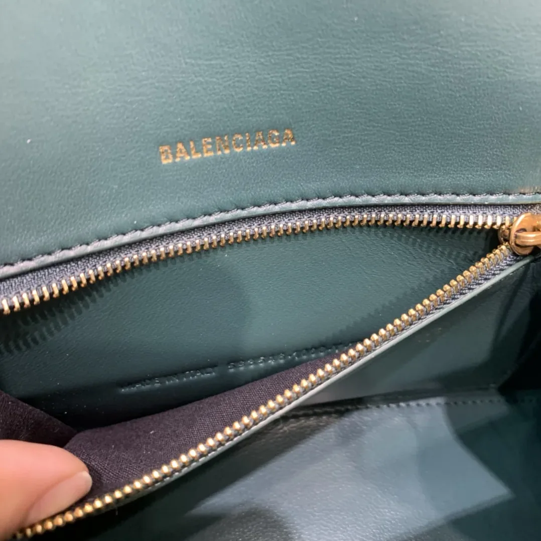 Balenciaga Hourglass Small Handbag In Dark Green