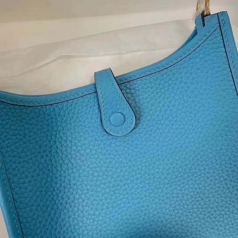 Hermes Evelyne III 16 Mini Model Bag in Calfskin in Blue Hermes Evelyne III 16 Mini Model Bag in Calfskin in Blue