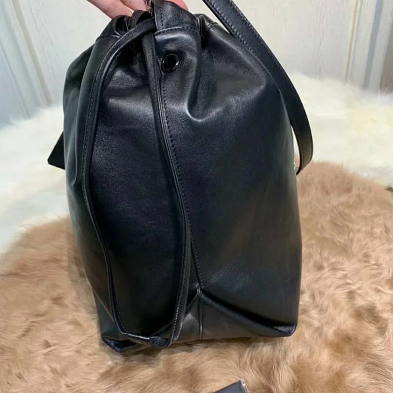 Saint Laurent YSL Teddy Drawstring Bag Smooth Leather for Women in Black Saint Laurent YSL Teddy Drawstring Bag Smooth Leather for Women in Black