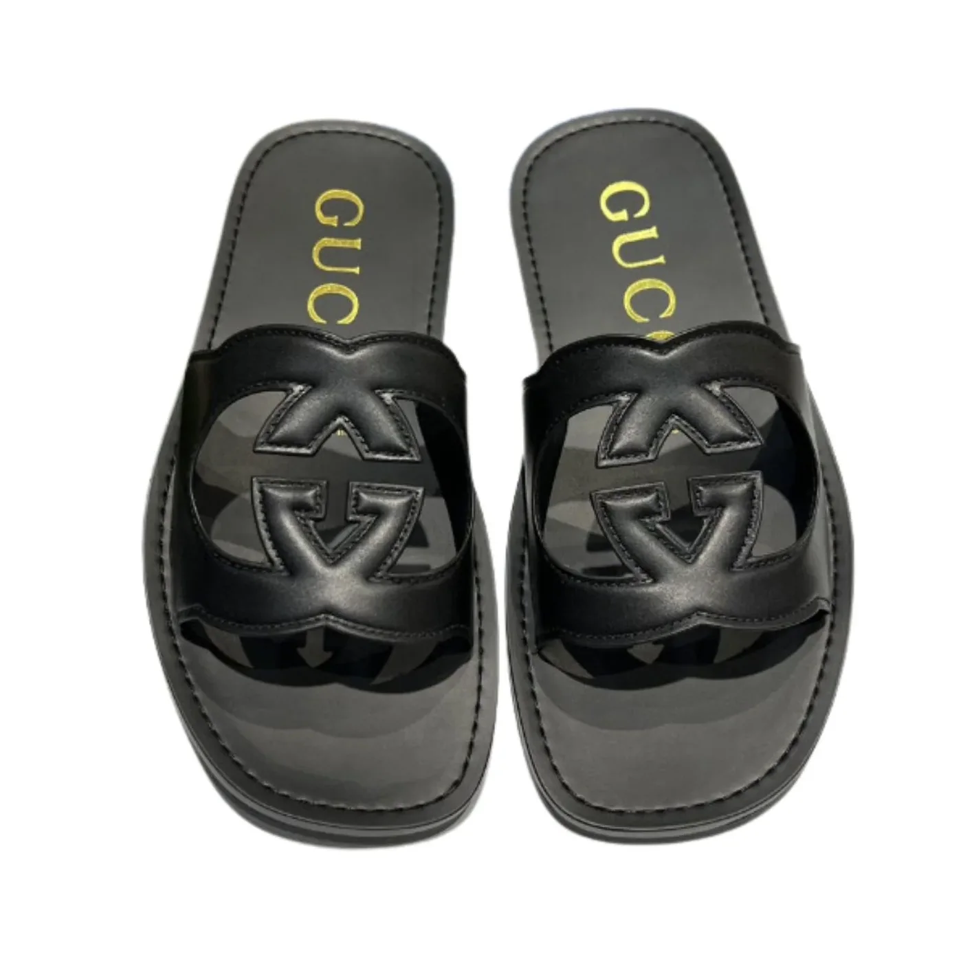 Gucci Interlocking-G Cut in Out Slide Sandal Black Gucci Interlocking-G Cut in Out Slide Sandal Black
