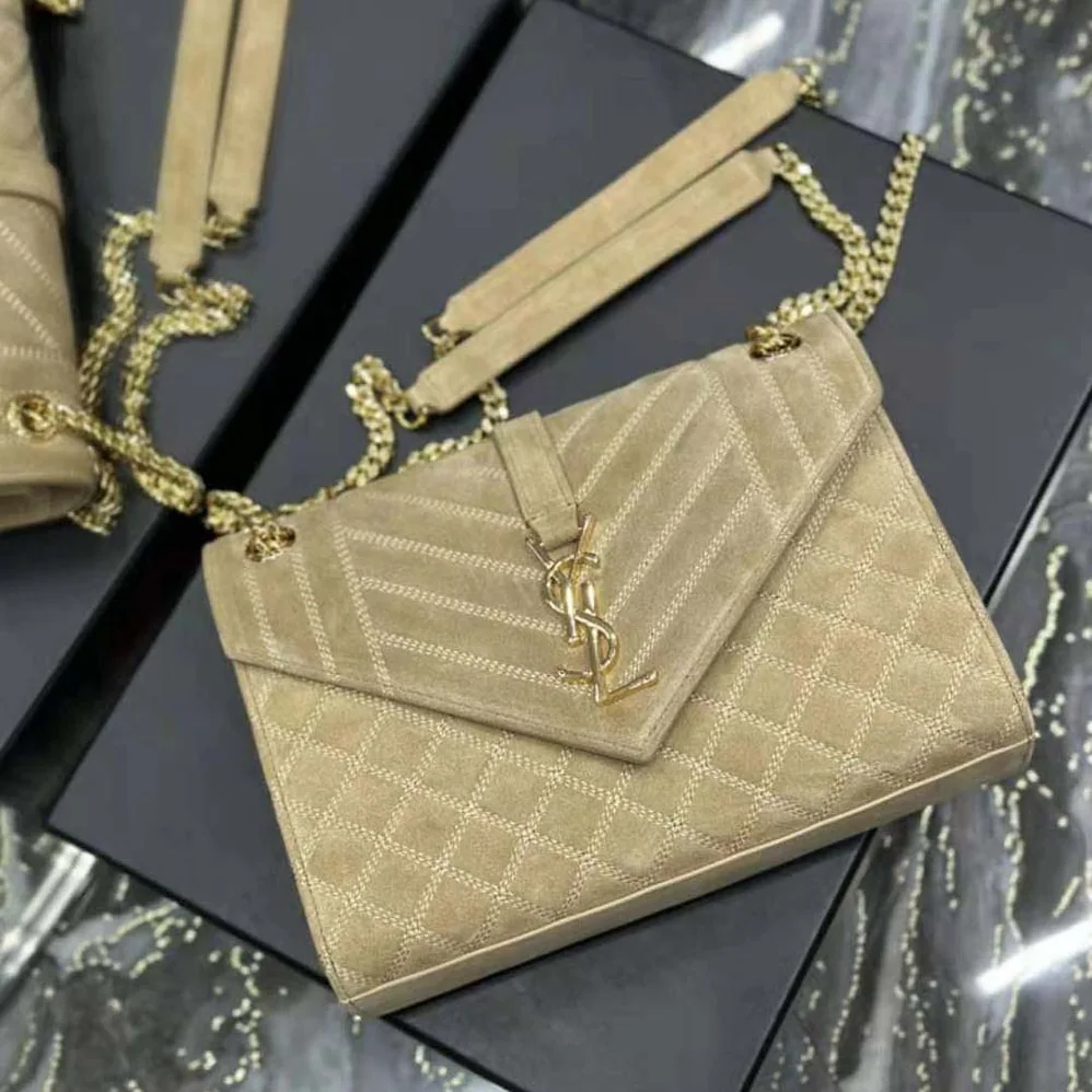 Saint Laurent YSL Envelope Medium Chain Bag in Mix Matelassé Corduroy for Women Saint Laurent YSL Envelope Medium Chain Bag in Mix Matelassé Corduroy for Women