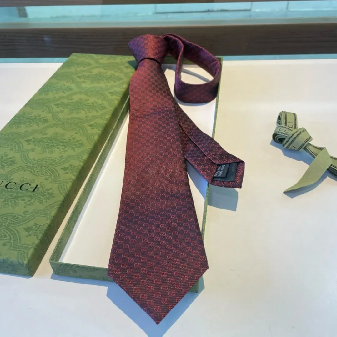 Gucci Monogram Interlocking G Jacquard Burgundy Tie
