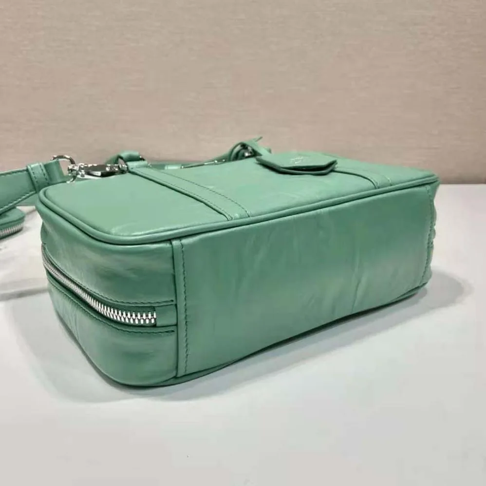 Prada Medium Antique Nappa Leather Top Handle Bag for Women in Green Prada Medium Antique Nappa Leather Top Handle Bag for Women in Green