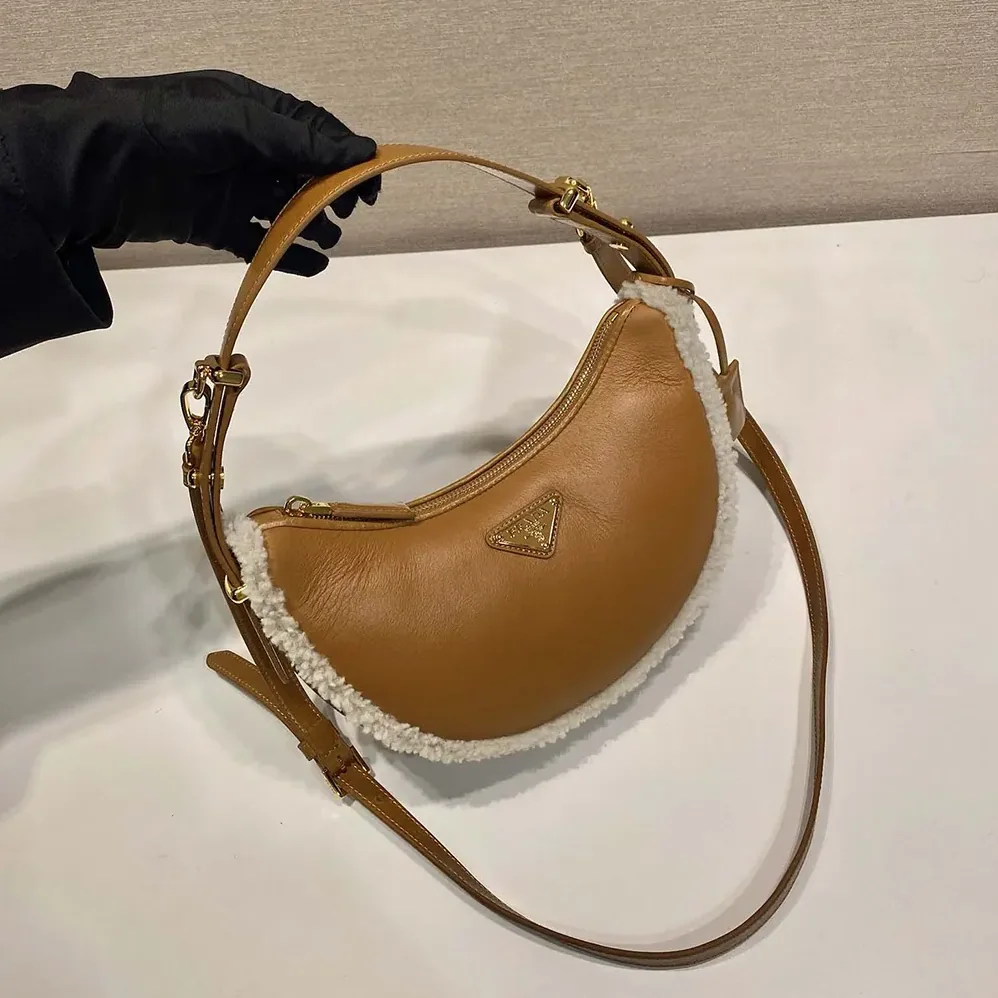 Prada Arqué Small Shearling Shoulder Bag for Women Prada Arqué Small Shearling Shoulder Bag for Women