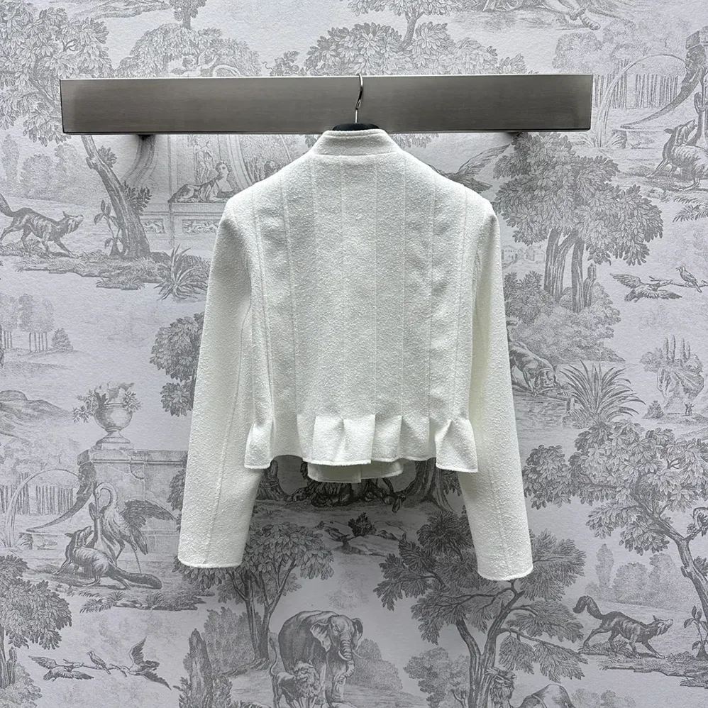 Dior Peplum Jacket Ecru Virgin Wool and Cotton Bouclé Blend for Women