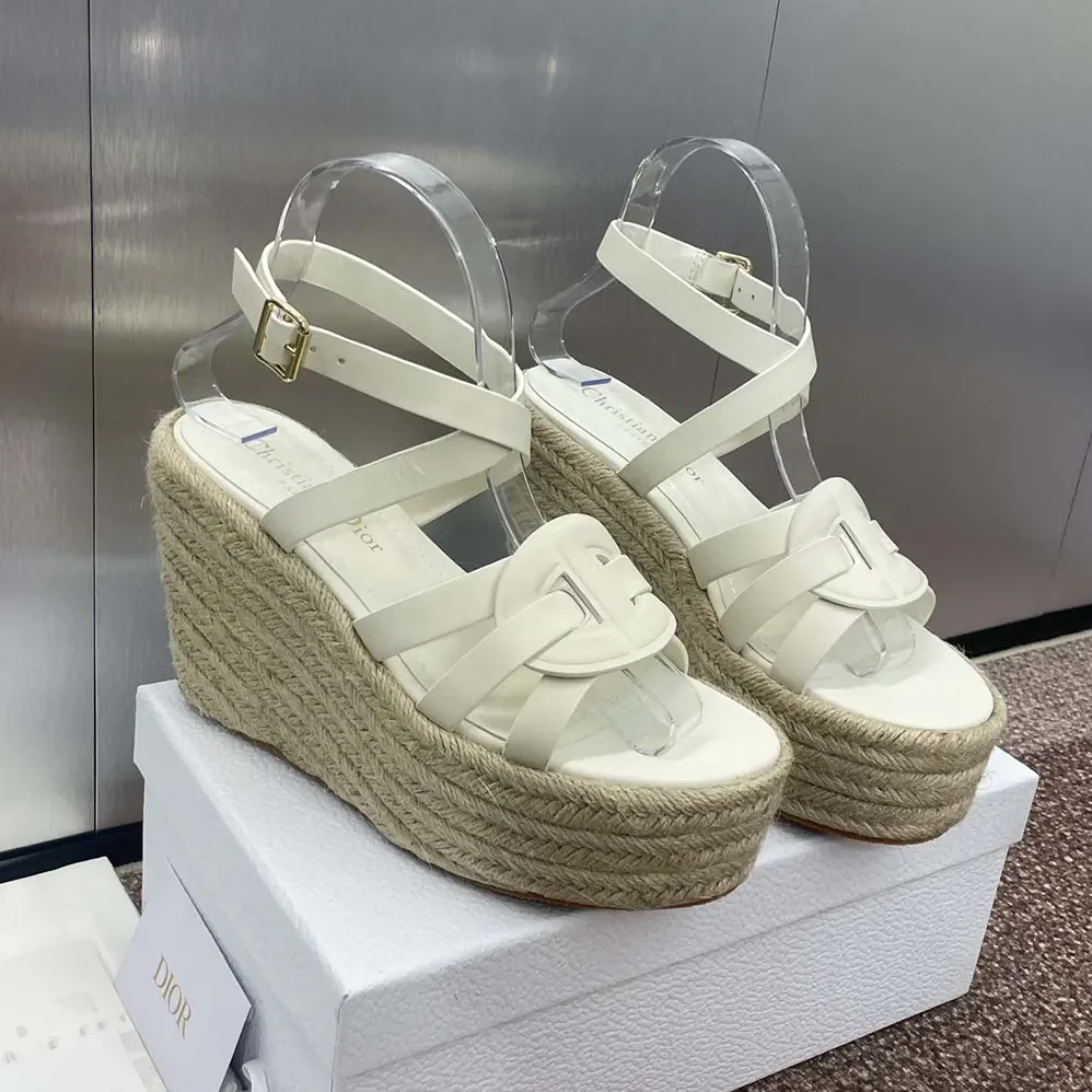 Dior D-Club Wedge Sandal White Calfskin for Women Dior D-Club Wedge Sandal White Calfskin for Women