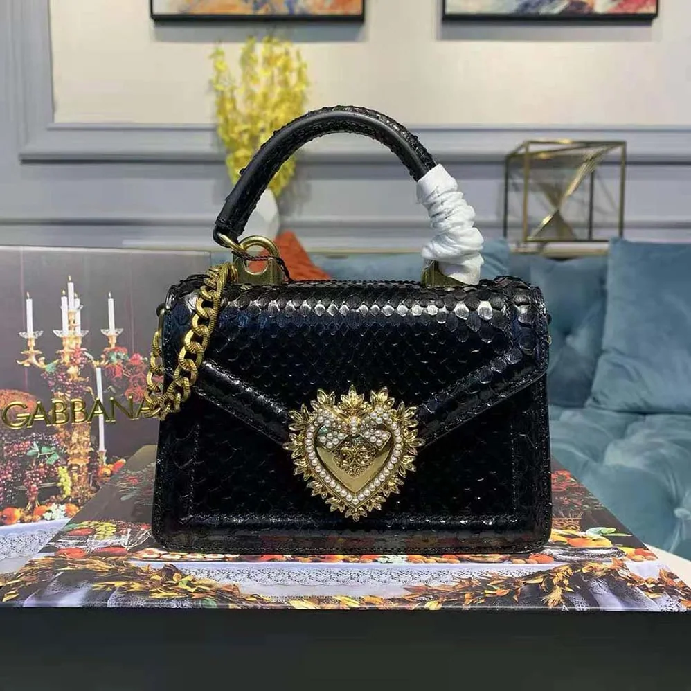 Dolce Gabbana D&G Small Devotion Bag in Python Skin for Women Dolce Gabbana D&G Small Devotion Bag in Python Skin for Women