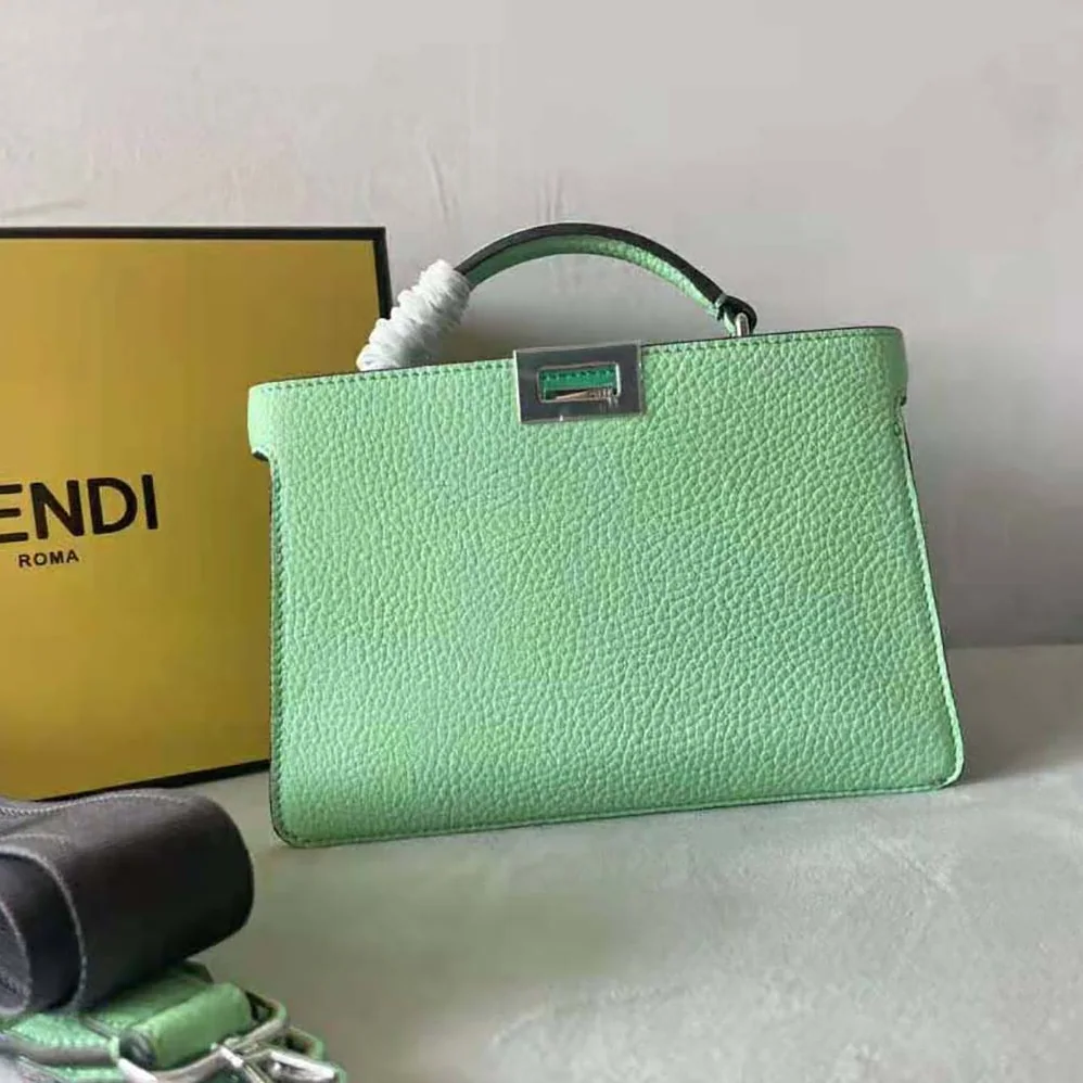 Fendi Peekaboo ISeeU XCross Green Leather Bag for Men