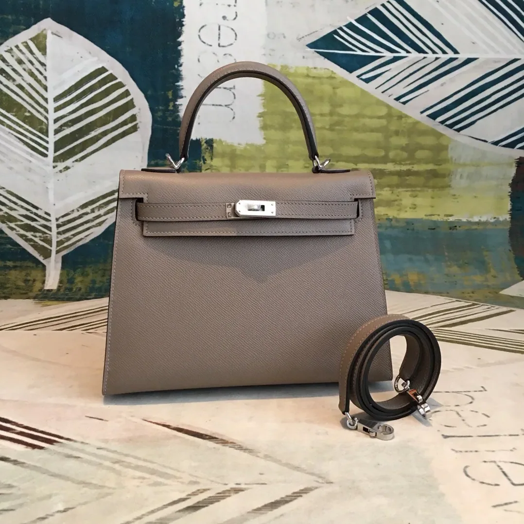 Hermes Kelly 25 Sellier Epsom Gris Asphalt Bag