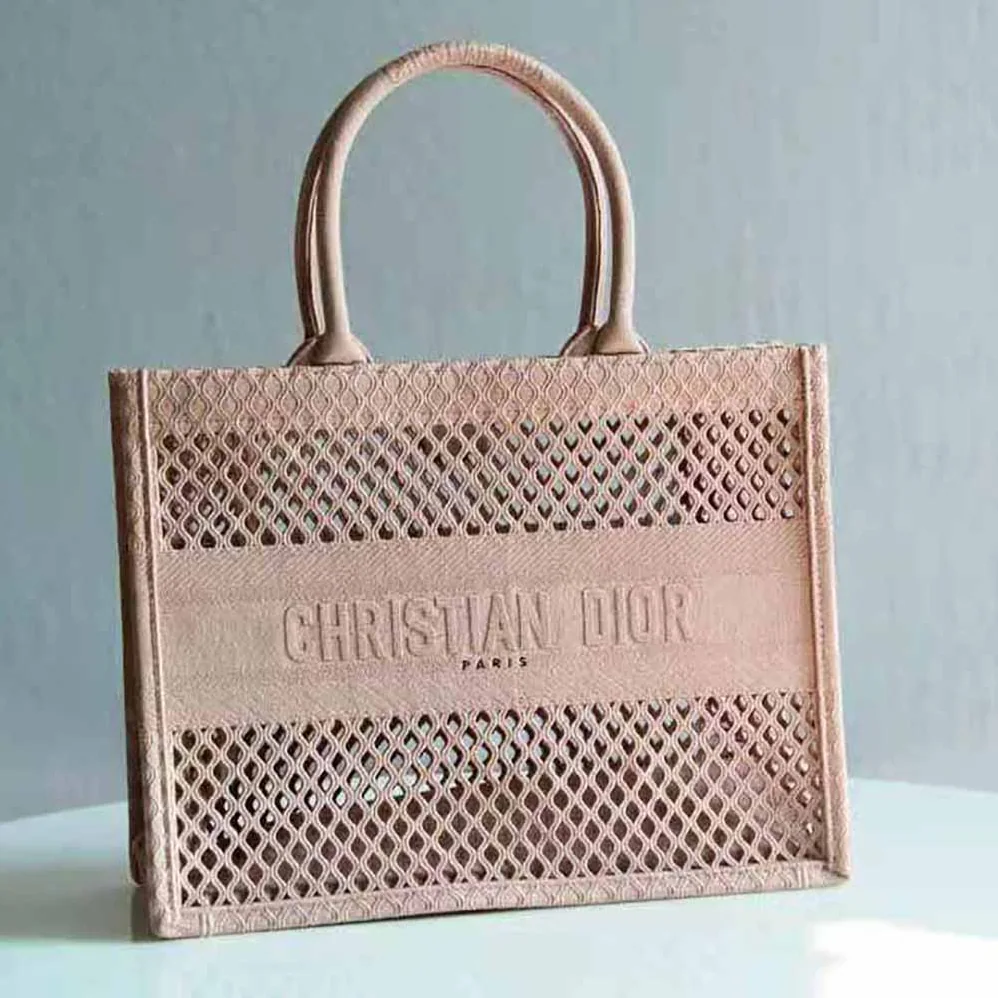Dior Small Dior Book Tote Pink Mesh Embroidery for Women Dior Small Dior Book Tote Pink Mesh Embroidery for Women