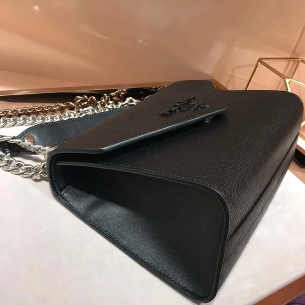 Prada Monochrome Saffiano Leather Bag for Women in Black