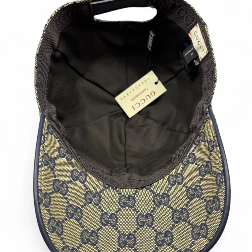 Gucci Original GG Canvas Baseball Hat With Web Beige in Blue GG Gucci Original GG Canvas Baseball Hat With Web Beige in Blue GG