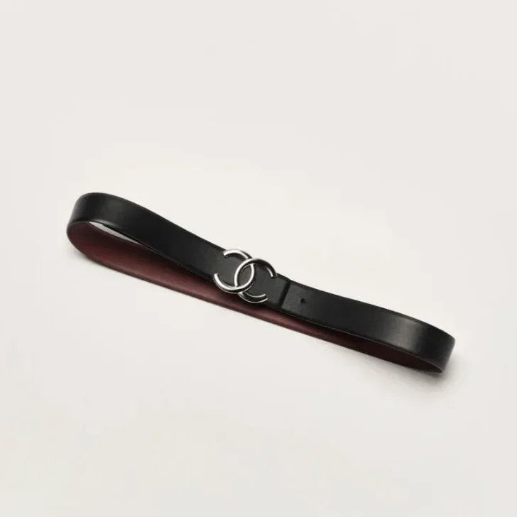 Chanel CC Buckle Belt Black/Burgundy --U0969