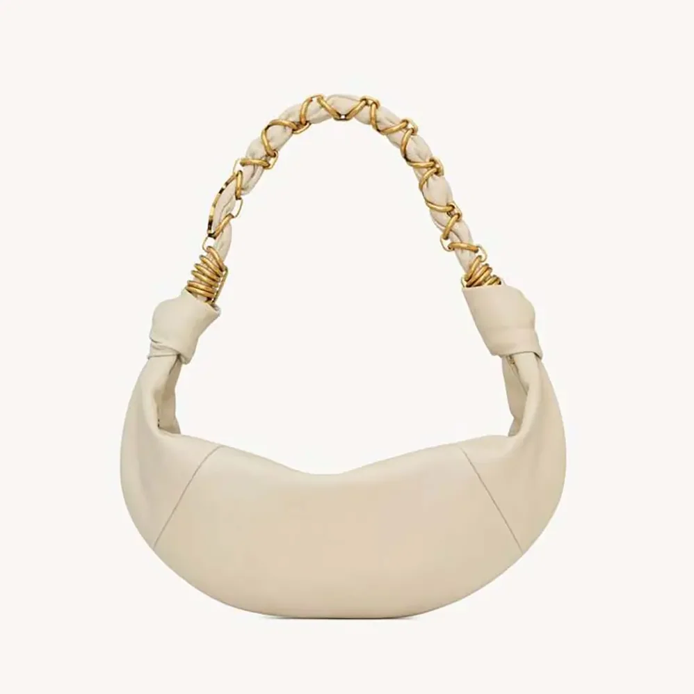 Saint Laurent YSL Amalia Small Hobo In Lambskin for Women in White