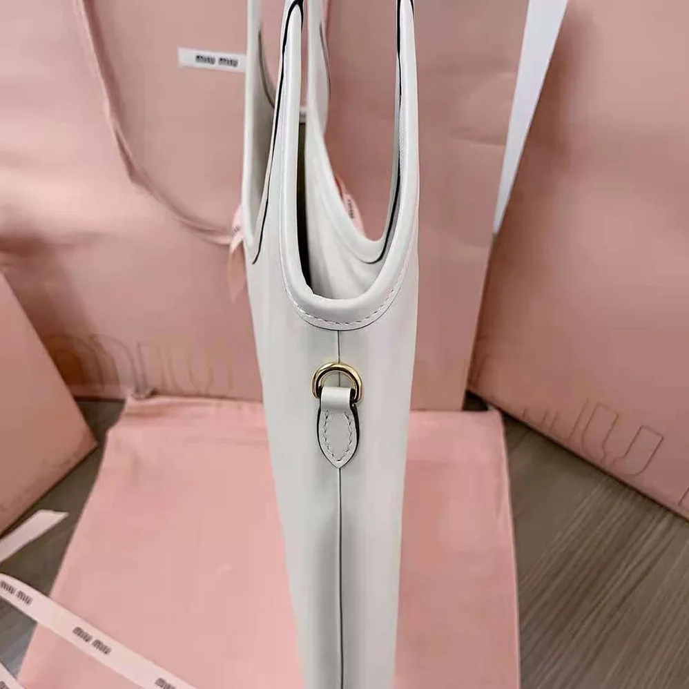 Miu Miu IVY Leather Bag with Leather Lettering Logo for Women in White