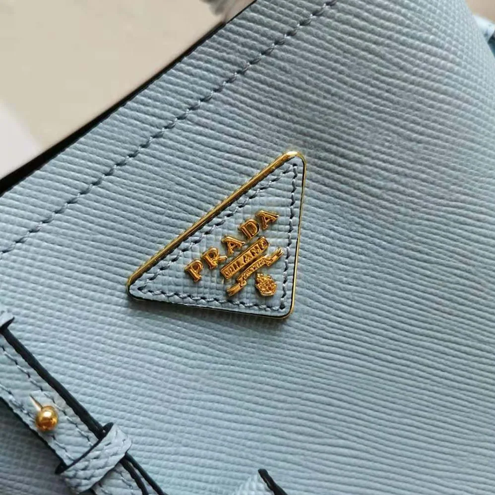 Prada Small Saffiano Leather Prada Panier Bag for Women in Blue