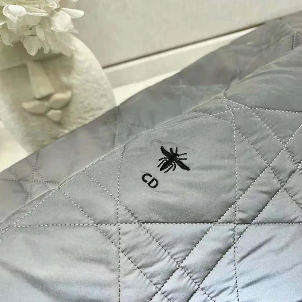 Dior Macrocannage Peacoat Gray Quilted Reflective Technical Taffeta for Women