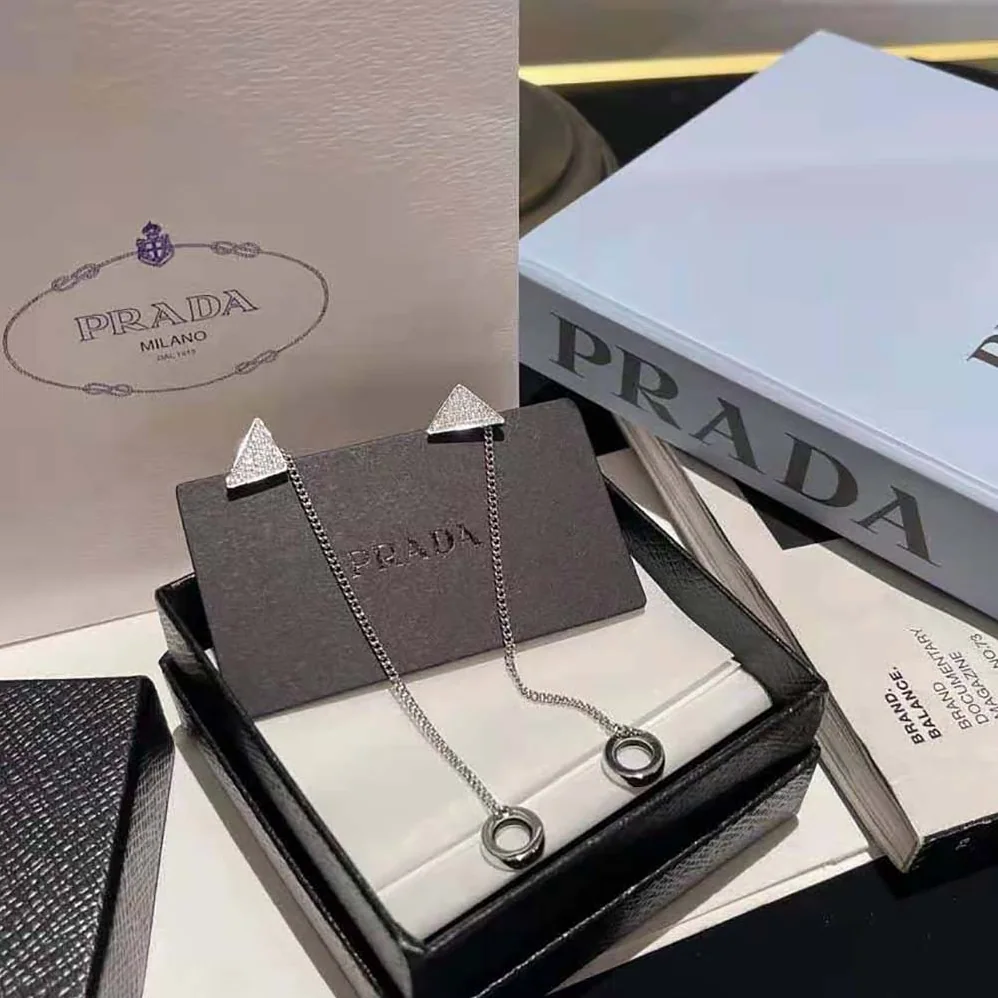 Prada Crystal Logo Jewels AirPods Pendant Earrings for Women Prada Crystal Logo Jewels AirPods Pendant Earrings for Women