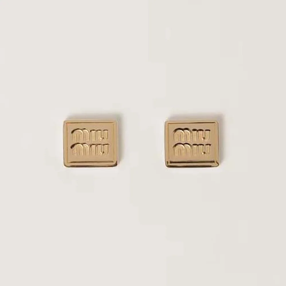 Miu Miu Metal Earrings with Engraved Logo for Women Miu Miu Metal Earrings with Engraved Logo for Women