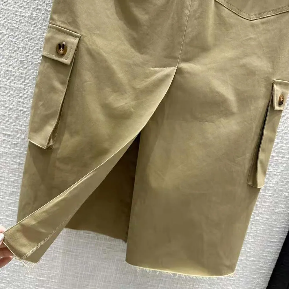 Miu Miu Chino Midi Skirt with Embroidered Logo for Women