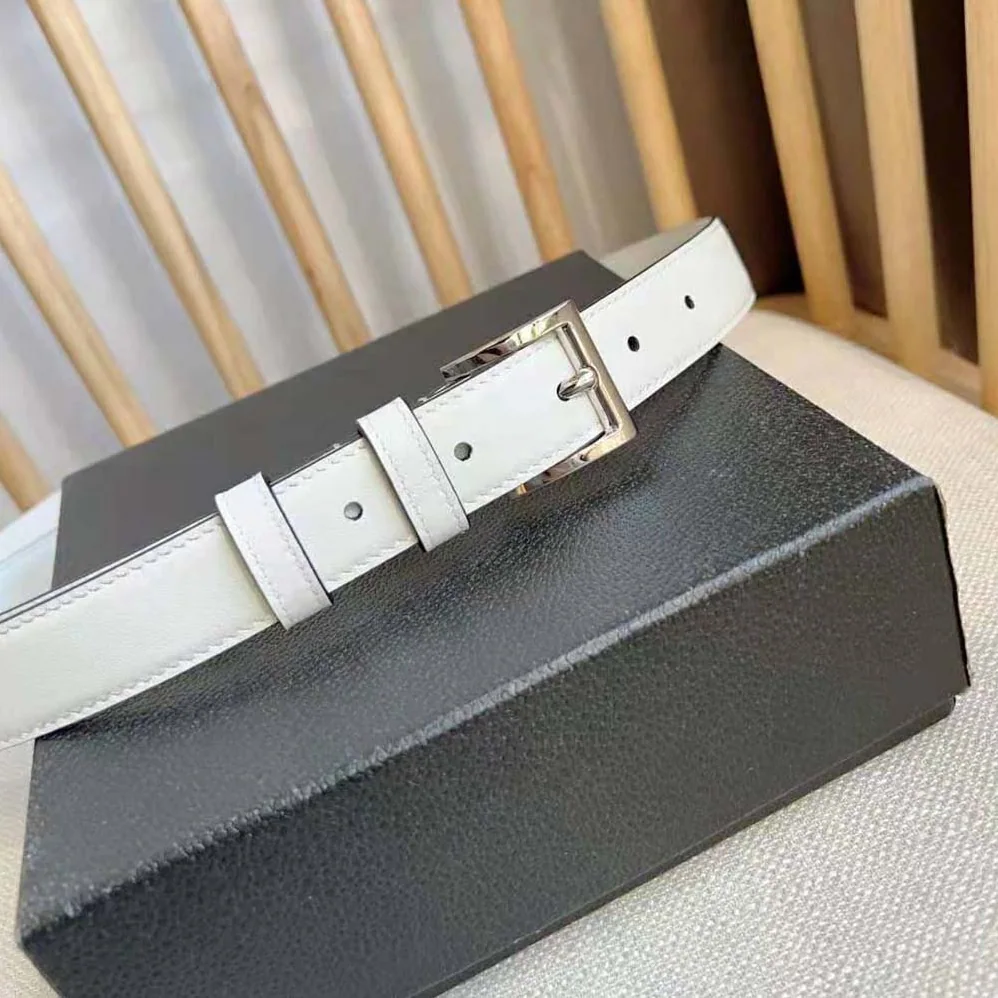 Prada N Leather Belt with Enameled-metal Triangle Logo for Unisex in White