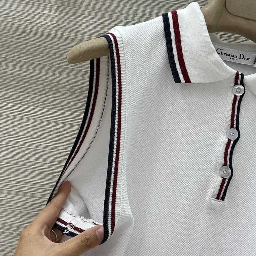 Dior Vibe Tank Top White Cotton-Blend Jersey with Three for Women in Tone Signature Dior Vibe Tank Top White Cotton-Blend Jersey with Three for Women in Tone Signature