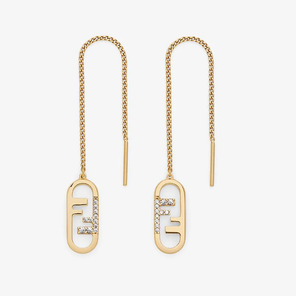 Fendi Fine Chain Earrings with Fendi O'Lock Pendant for Women Fendi Fine Chain Earrings with Fendi O'Lock Pendant for Women