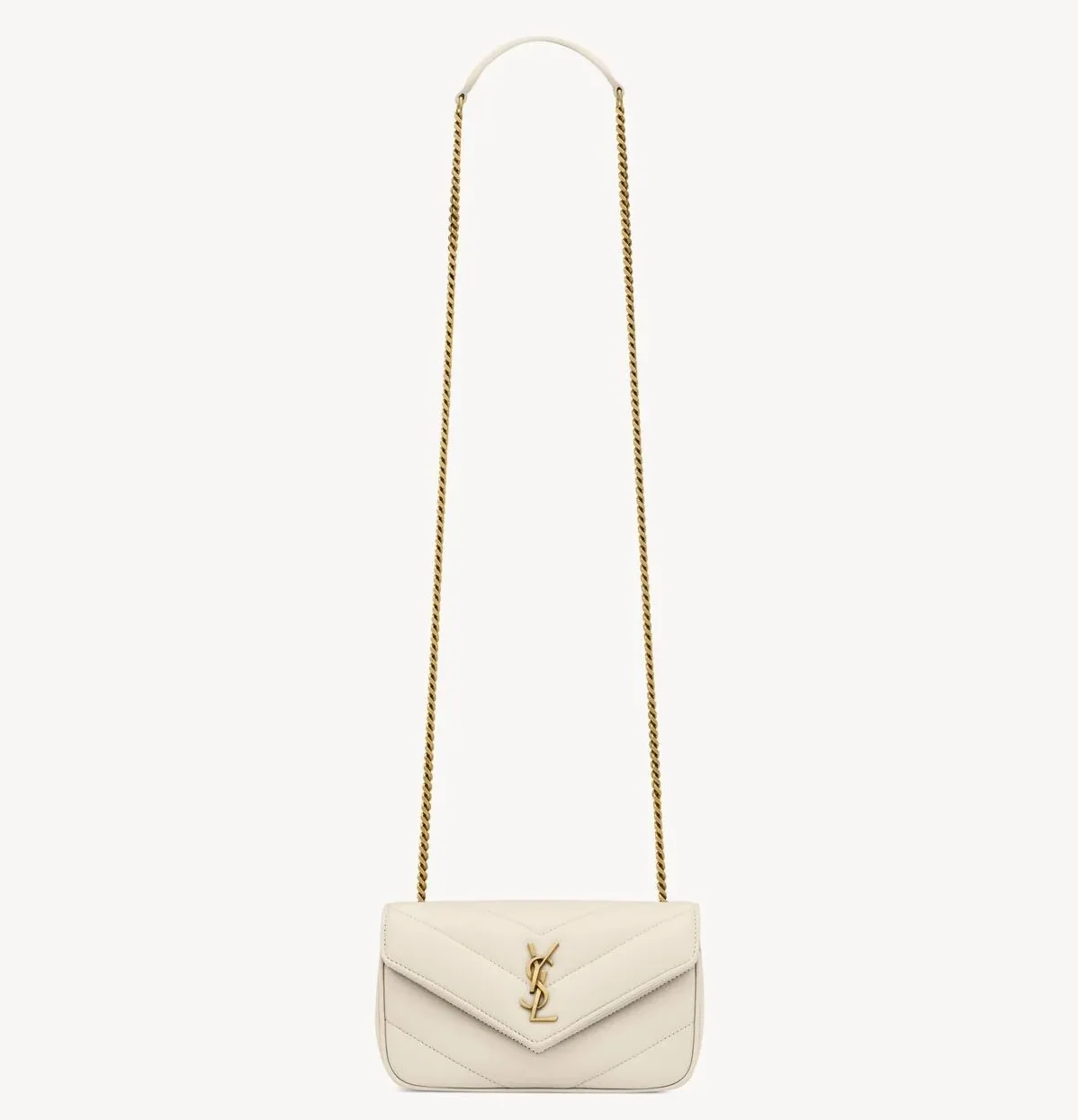 Saint Laurent Loulou Mini Shoulder Bag in White Gold Hardware Saint Laurent Loulou Mini Shoulder Bag in White Gold Hardware