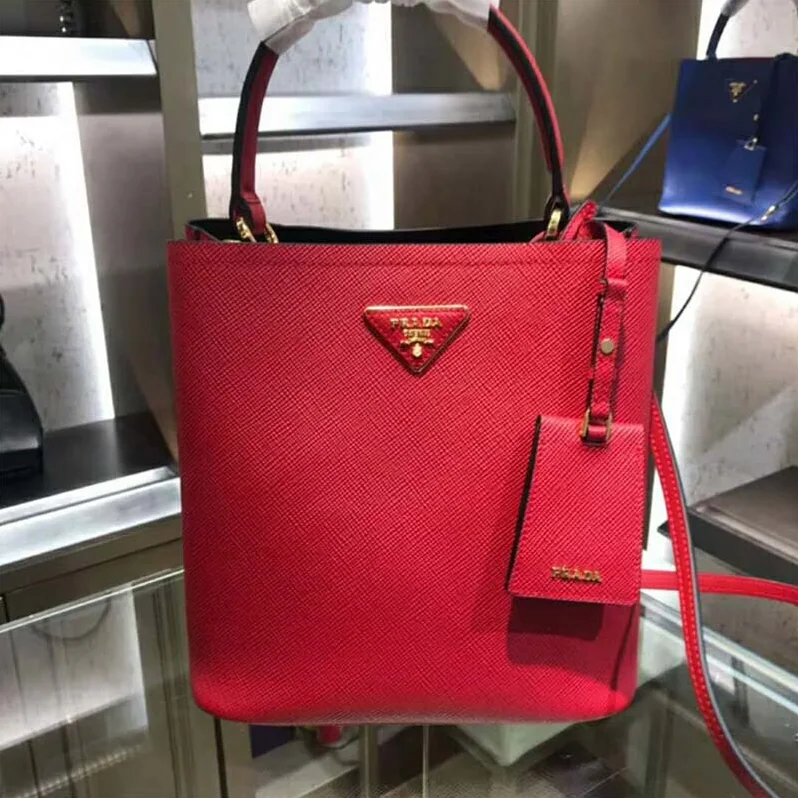 Prada Double Medium Bag in Saffiano Leather for Women in Red Prada Double Medium Bag in Saffiano Leather for Women in Red