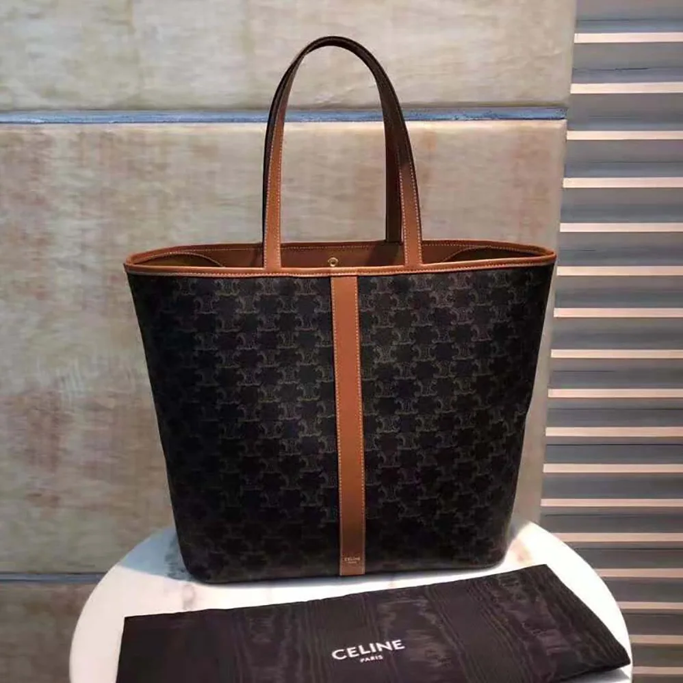 Celine Medium Cabas in Triomphe Canvas for Women in Brown