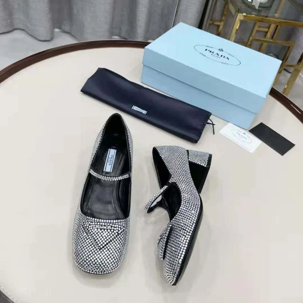 Prada Satin Pumps with Crystals in 45mm Heel Height for Women in Silver