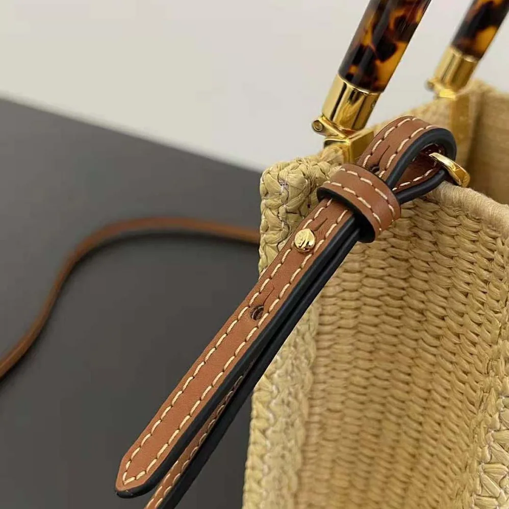 Fendi Mini Sunshine Shopper Natural Straw Mini for Women in Bag