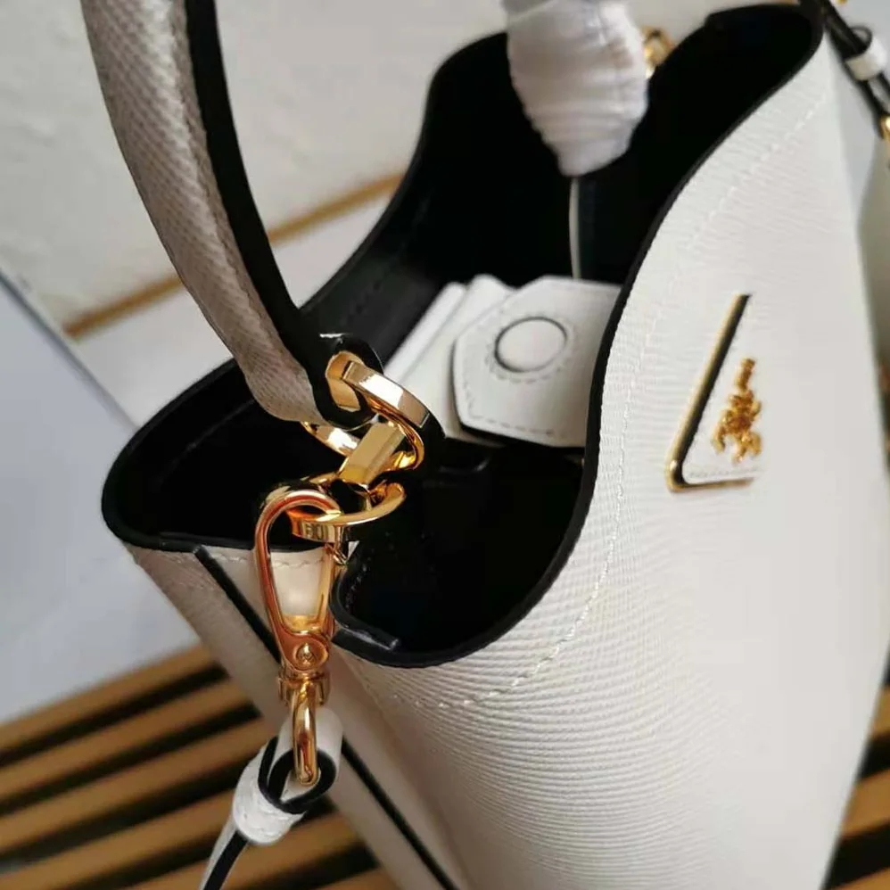 Prada Small Saffiano Leather Prada Panier Bag for Women in White Prada Small Saffiano Leather Prada Panier Bag for Women in White