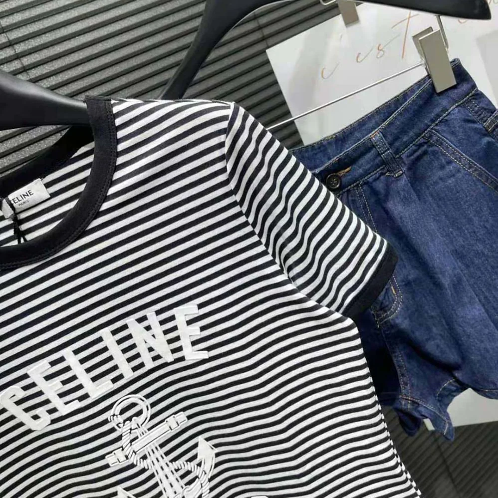 Celine 70's Anchor T for Women in shirt in Striped Jersey Celine 70's Anchor T for Women in shirt in Striped Jersey