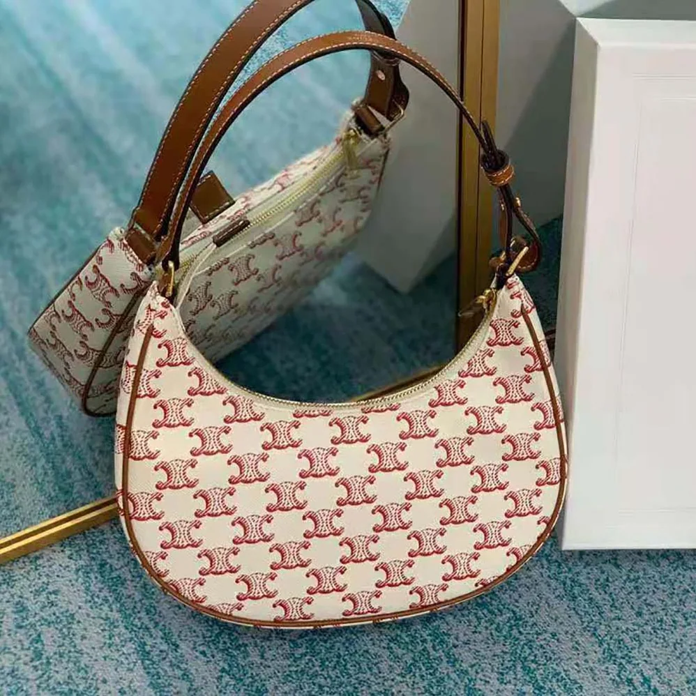 Celine Ava Bag in Triomphe Canvas and Calfskin for Women
