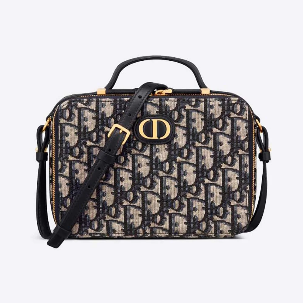 Dior 30 Mmontaigne Box Bag Blue Multicolor Dior Oblique Jacquard for Women