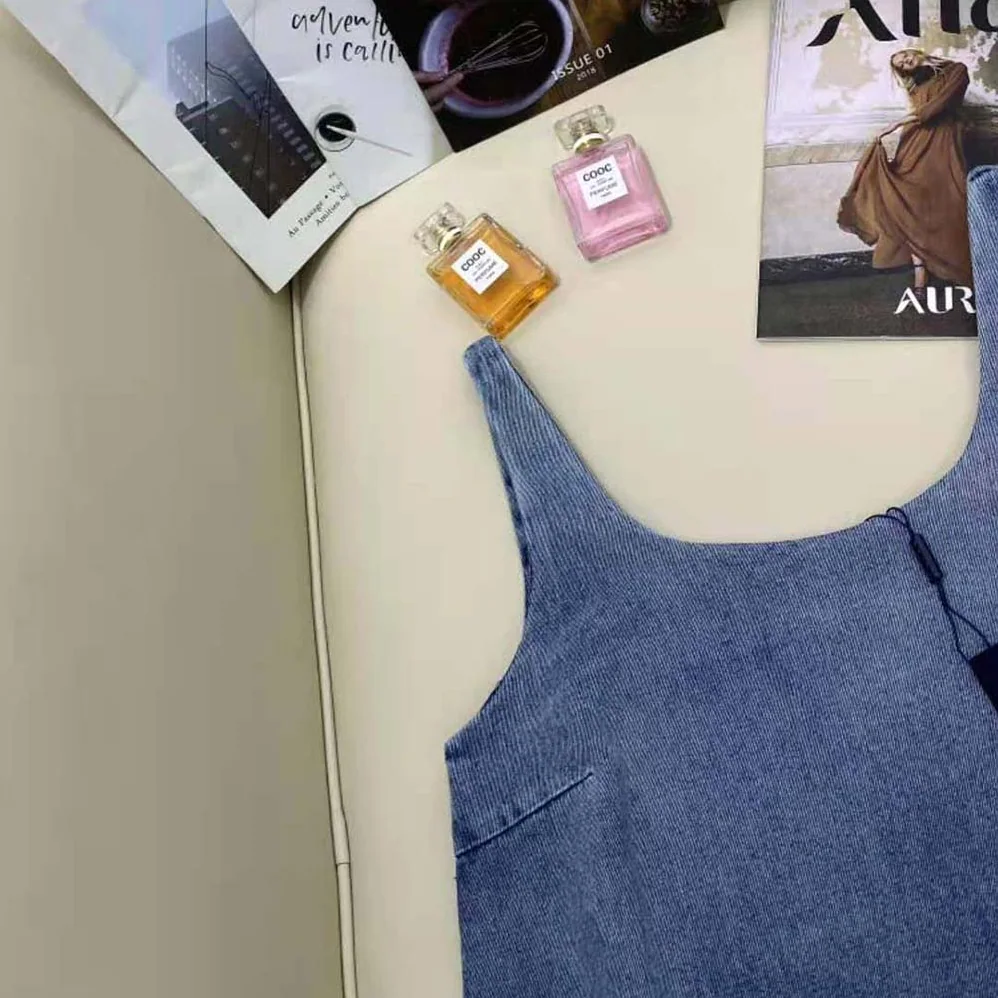Prada Organic Denim Mini-Dress for Women in Navy