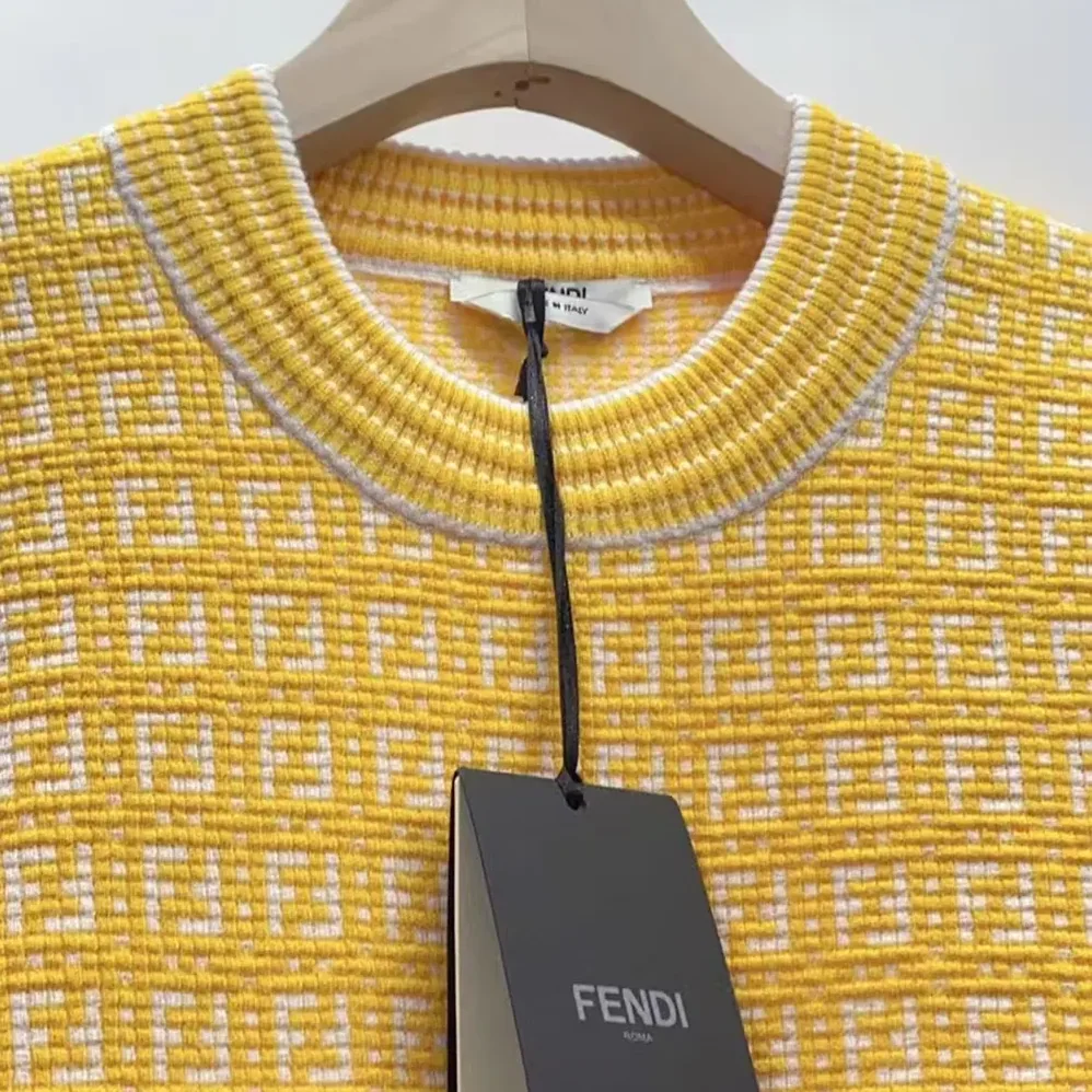 Fendi Sweater Yellow FF Cotton Jumper for Women