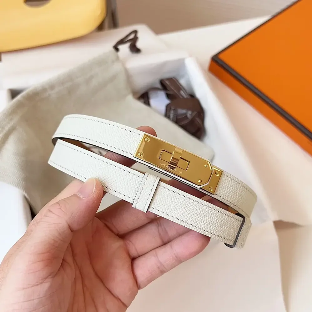 Hermes Kelly 18 Belt for Women in White